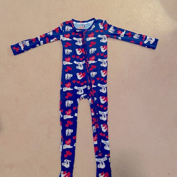 Valentine’s Love Sloth Bamboo convertible Zippy Pajamas - Picture 8 of 11